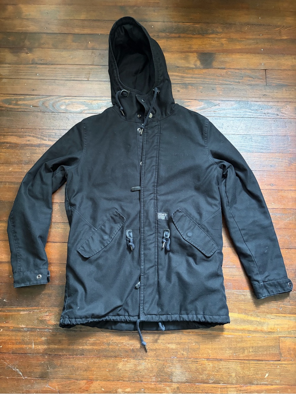Carhartt Clash Parka Black Hooded Quilted Utility Jacket Men’s Small